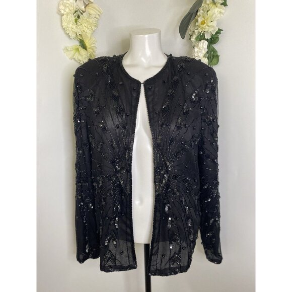 Sweelo Jackets & Blazers - Vintage Black Swee Lo Womens Jacket Sequin Top Party Disco 80s‎ Glam Dynasty XL